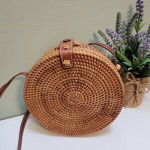 Boho Round Rattan Woven Crossbody Bag ✨